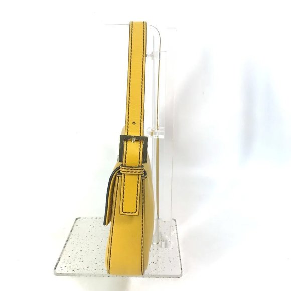 AUTHENTIC FENDI FF Mamma Baguette Bag 2WAY Hand Bag Leather yellow - Picture 4 of 15